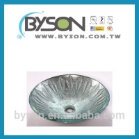 BYSONBB103Taiwan Faucet ManufacturerTempered Glass Rectangular Round Leaf CountertopBathroom Basin