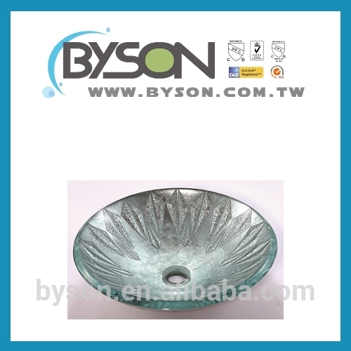 BYSONBB103Taiwan Faucet ManufacturerTempered Glass Rectangular Round Leaf CountertopBathroom Basin